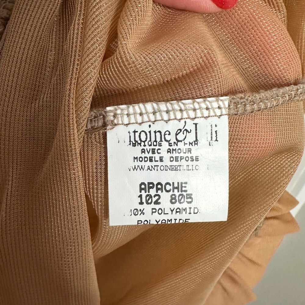Antoine‎ & Lili Women's APACHE Slip Dress Sheer Ruffle Hem Tan Size 2 - Picture 4 of 7